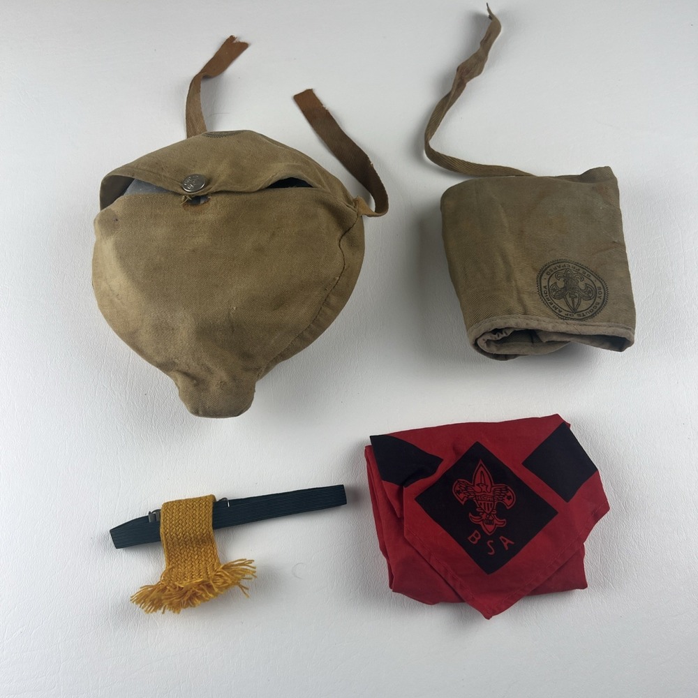Vintage Boy Scouts of America BSA Mess Kit Compass Mirror Neckerchief Lot